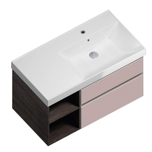 фото CU.90Rh/MAL Тумба Cubo/Кубо правая подвесная с ящиками 90, мальва матовая-древесная КЕРАМА МАРАЦЦИ