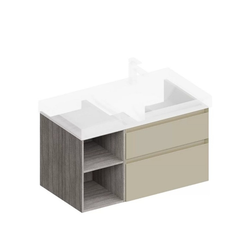фото CUB.90Rh/LIM Тумба Cubo/Кубо правая подвесная с ящиками 90, лимо матовая-древесная КЕРАМА МАРАЦЦИ