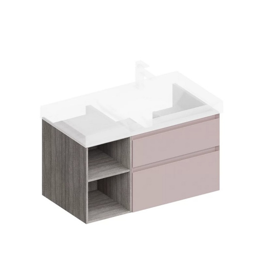 фото CUB.90Rh/MAL Тумба Cubo/Кубо правая подвесная с ящиками 90, мальва матовая-древесная КЕРАМА МАРАЦЦИ
