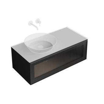 фото IC.100.1/BLK Тумба ICONICO подвесная 100 с рифленым стеклом, 1 ящик, черная КЕРАМА МАРАЦЦИ