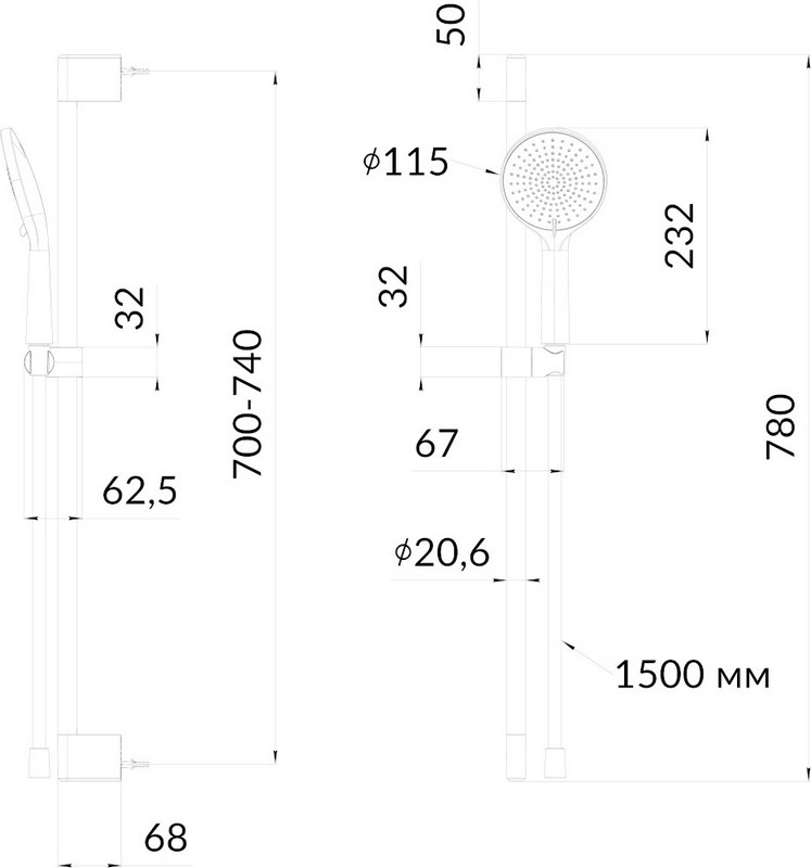 FO.505.KM.CR Душевой гарнитур Фонте, хром КЕРАМА МАРАЦЦИ фото FO.505.KM.CR Душевой гарнитур Фонте, хром КЕРАМА МАРАЦЦИ