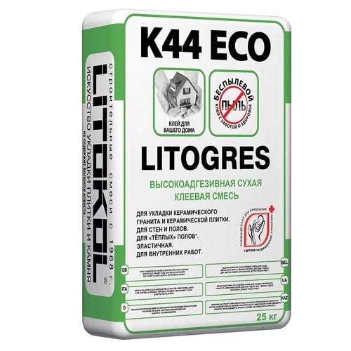 фото LITOGRES K44 ECO (25 кг) Беспылевая высокоадгезивная Клеевая смесь для керамического гранита и керамической плитки КЕРАМА МАРАЦЦИ
