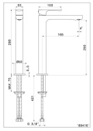 фото Смеситель для раковины OLE однорычажный высокий без донного клапана, матовый черный КЕРАМА МАРАЦЦИ