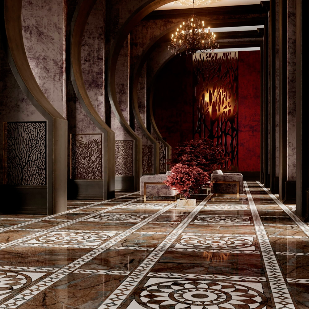 Керамогранит «Театро» в неоклассическом интерьере: пол как архитектура