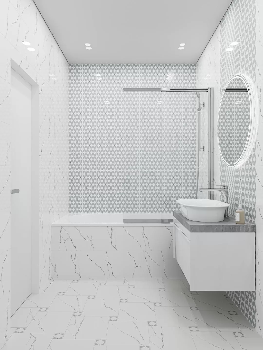 Как мозаичные декоры «Мираколи» работают со светом в белом интерьере Как мозаичные декоры «Мираколи» работают со светом в белом интерьере